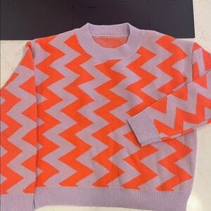 Orange and lavender Chevron / Zigzag Sweater- cozy and stylish! Size Medium.